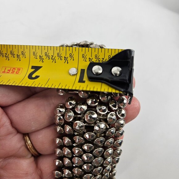 Stretch Metal Bead Bracelet Costume Jewelry Textured Jingle Silver Plated - Picture 7 of 8